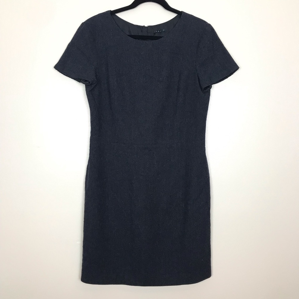 Theory Wool Blend Charcoal Gray Black Dress 12